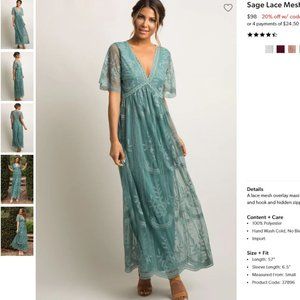 Pinkblush Sage Lace Mesh Overlay Maxi Dress